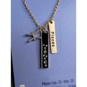 Claire’s Girls Zodiac Sign Astrological Symbol Necklace Pisces Gold Rhinestone